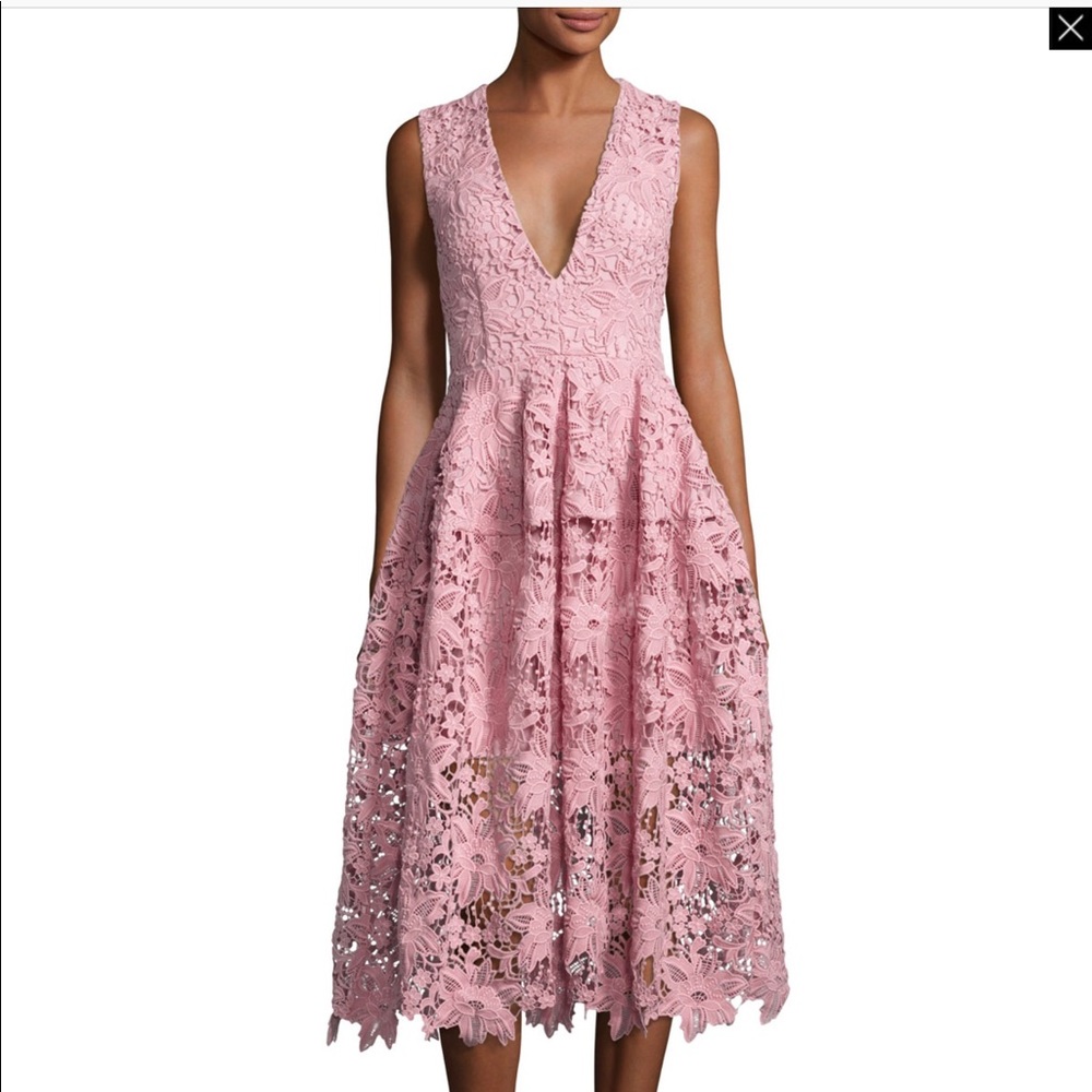 Nicholas Pink floral lace V-neck sheath Dress - Picture 3 of 8